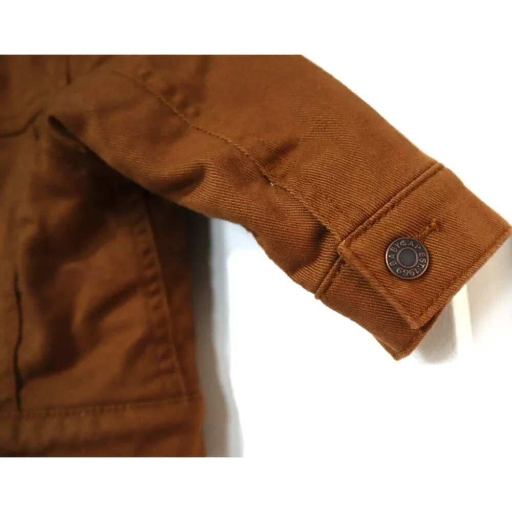 babyGap Sherpa Lined Corduroy Trucker Jacket Brown Western Baby 6-12 Months